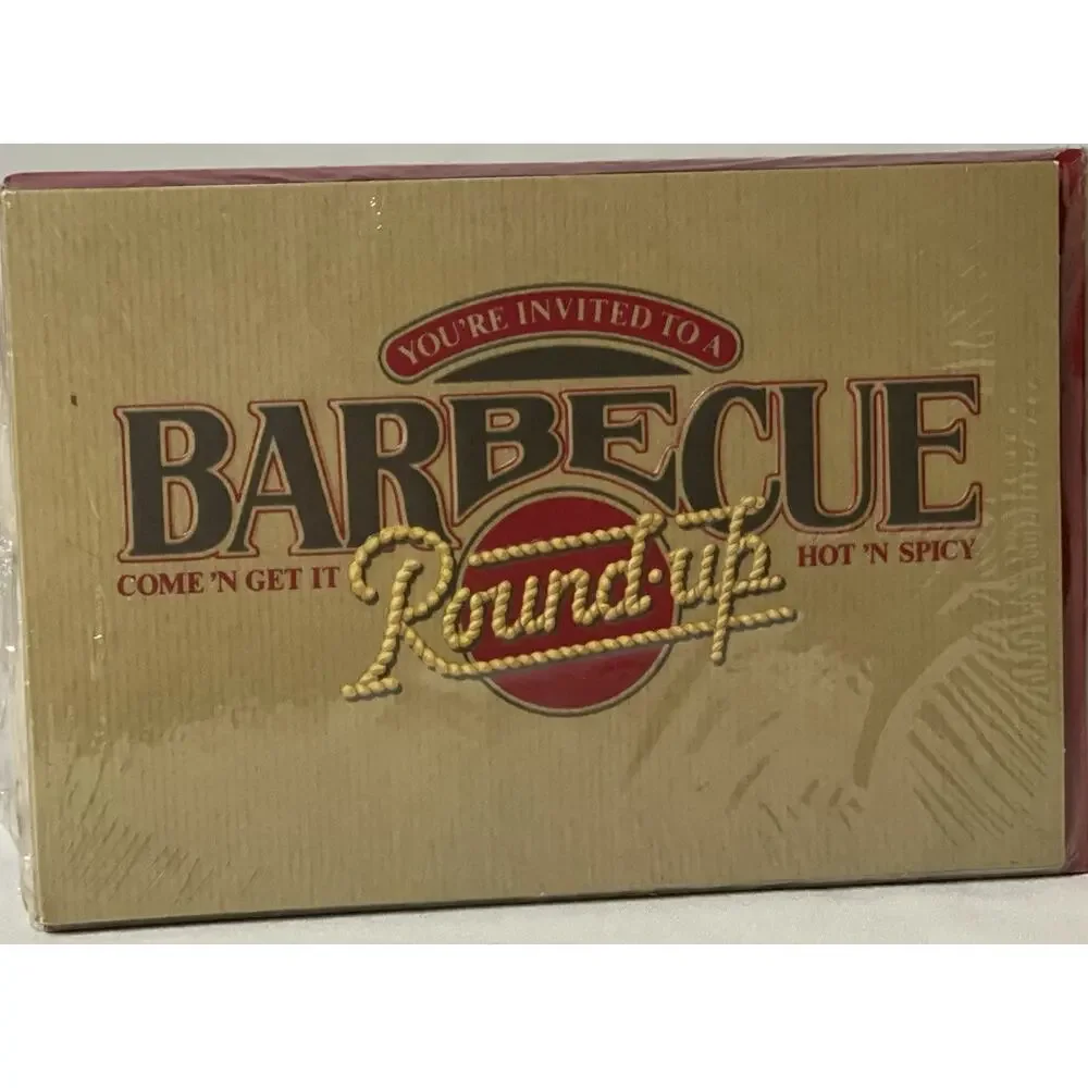 Vintage Hallmark BBQ Barbecue Party Invitations NOS 8 Embossed Cards 1980s USA